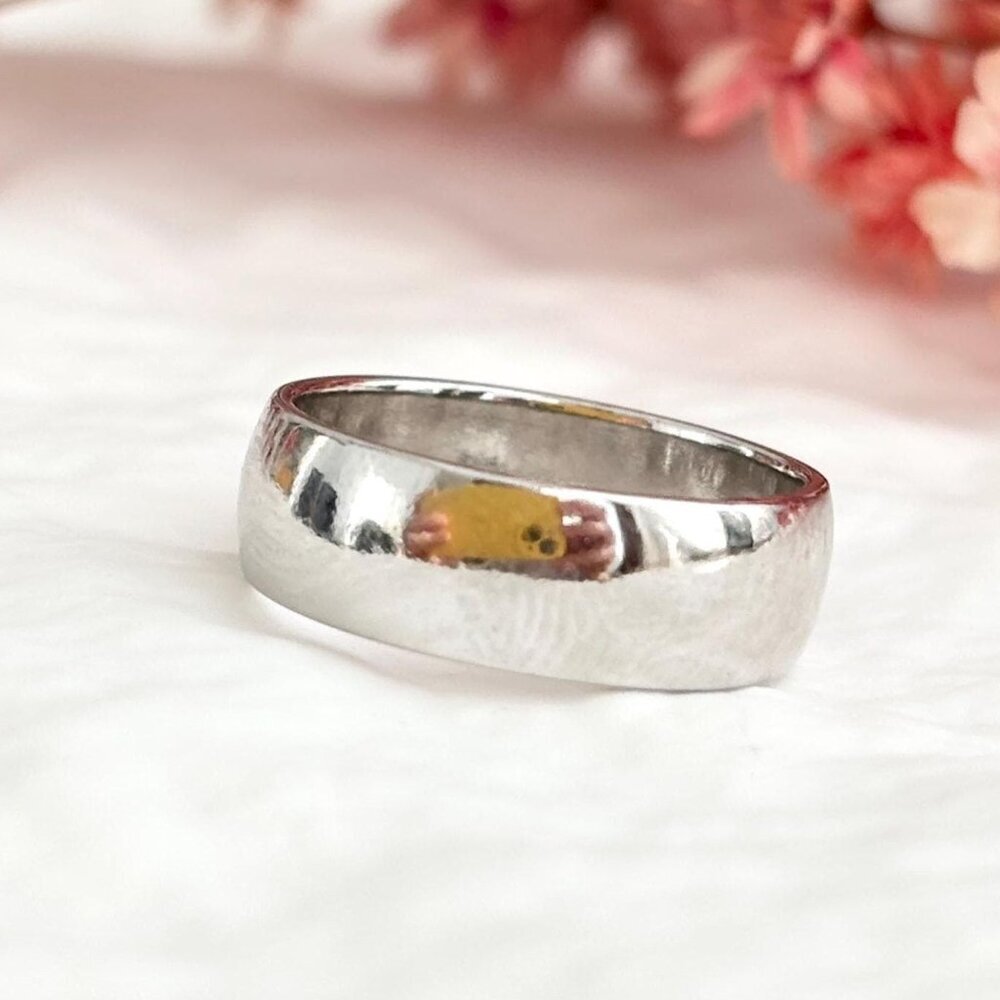 Sterling Silver Polished Unisex Wedding Band Minimalist Vintage Ring - sz 4